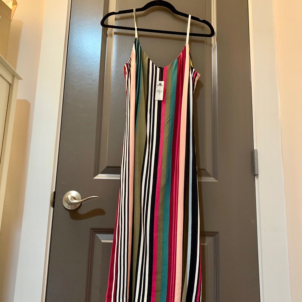 Express Multi-color Stripe Slip Midi Dress (NWT)